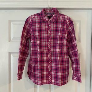 Talbots Pink Plaid Button Front Shirt